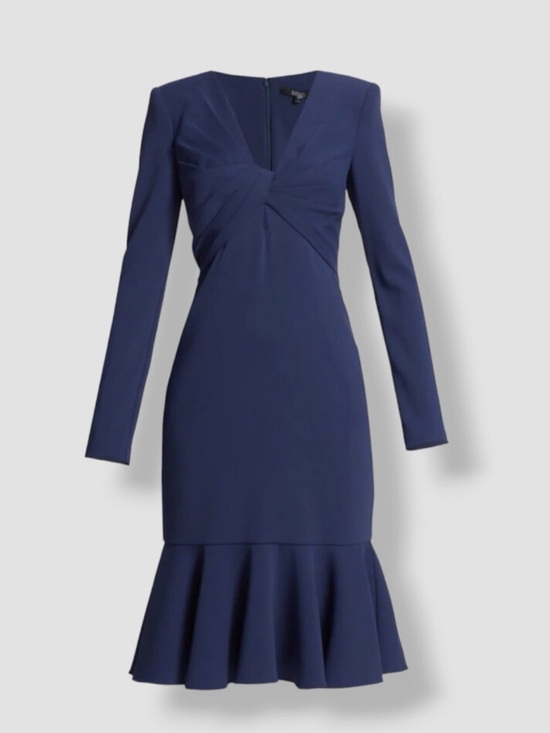 Badgley Mischka Dresses & Skirts - $496 Badgley Mischka Women Blue Twisted Front Long Sleeve A-Line Dress Size 2